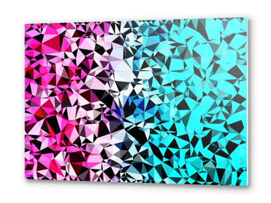 geometric triangle pattern abstract in pink blue black Metal prints by Timmy333