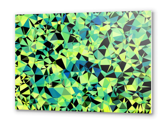 geometric triangle pattern abstract in green blue black Metal prints by Timmy333