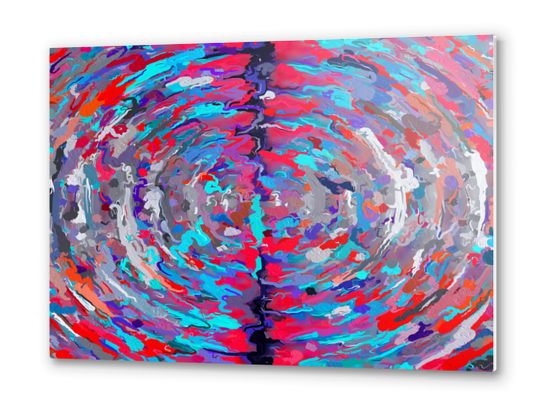 psychedelic circle pattern painting abstract background in blue red purple Metal prints by Timmy333