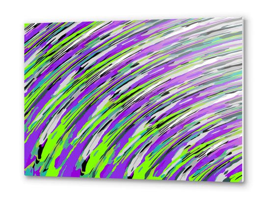 curly line pattern abstract background in purple and green Metal prints by Timmy333