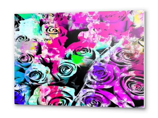 rose texture with pink purple blue green painting abstract background Metal prints by Timmy333