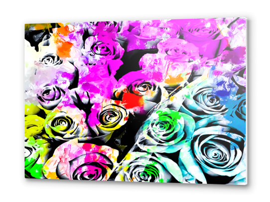 rose texture abstract  with colorful painting abstract background in pink blue green red yellow Metal prints by Timmy333