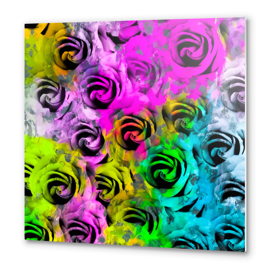 rose texture abstract  with colorful painting abstract background in pink blue yellow green Metal prints by Timmy333