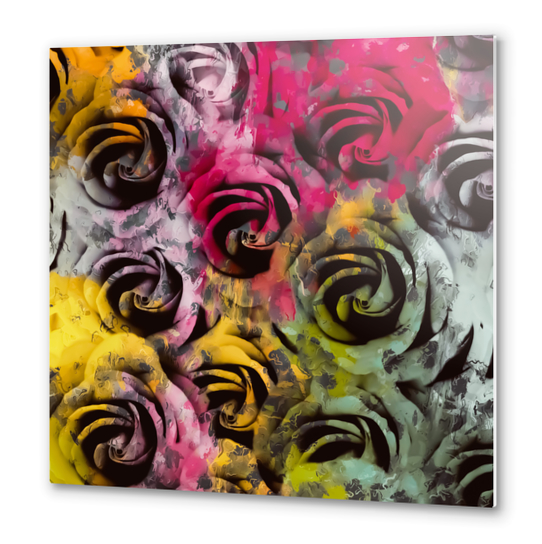 rose texture abstract  with red pink yellow painting abstract background Metal prints by Timmy333