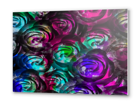 closeup rose texture pattern abstract background in red purple blue Metal prints by Timmy333