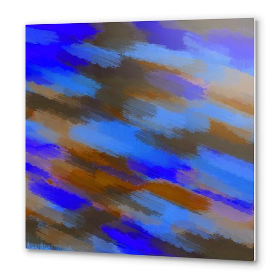 camouflage splash painting abstract in blue brown and dark blue Metal prints by Timmy333