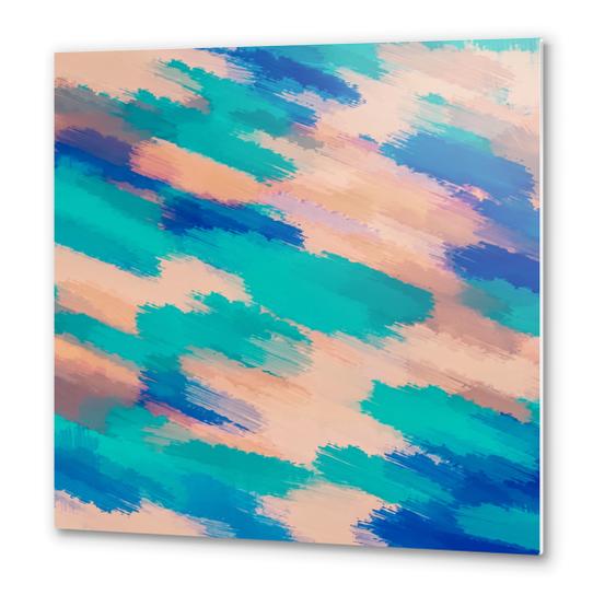 camouflage splash painting abstract in pink green and blue Metal prints by Timmy333