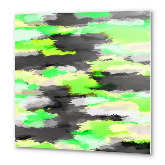 psychedelic camouflage splash painting abstract in green yellow and black Metal prints by Timmy333