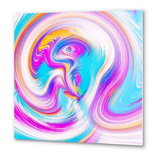 pink blue yellow and white spiral pattern abstract background Metal prints by Timmy333