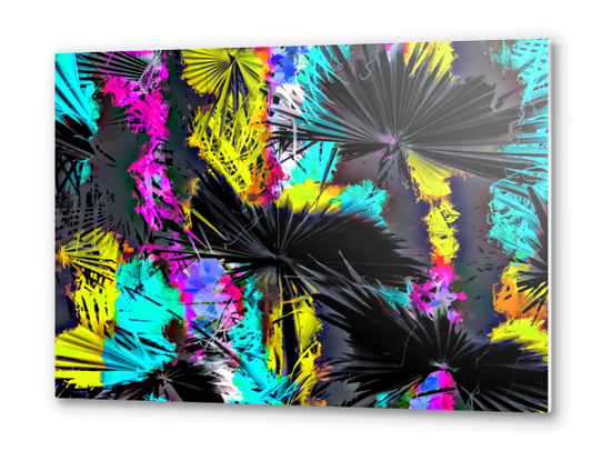 palm leaf texture abstract with painting texture background in pink blue yellow Metal prints by Timmy333