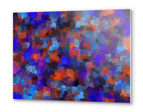 blue orange purple geometric square shape pattern abstract background Metal prints by Timmy333