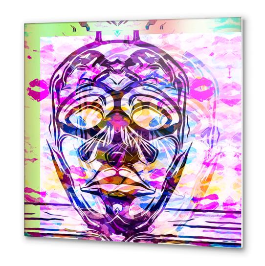 face mask with colorful kisses lipstick background Metal prints by Timmy333