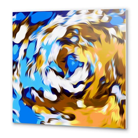 yellow brown and blue spiral painting texture abstract background Metal prints by Timmy333