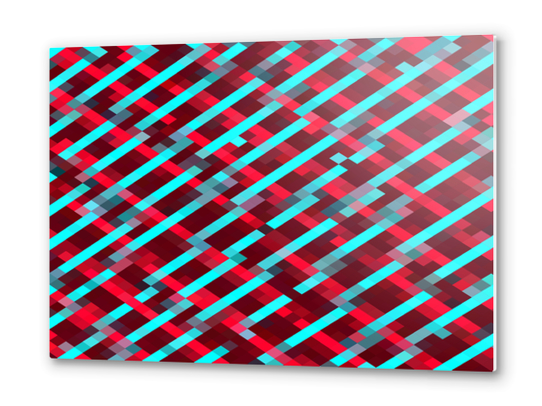 geometric pixel square pattern abstract background in red blue Metal prints by Timmy333