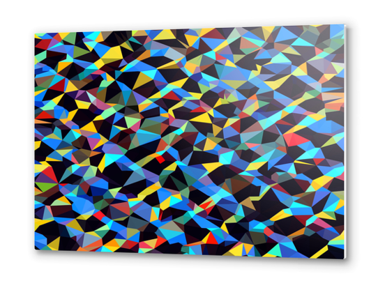 psychedelic geometric triangle polygon pattern abstract background in blue yellow red Metal prints by Timmy333