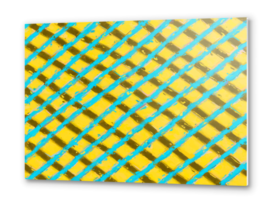 line pattern painting abstract background in yellow blue brown Metal prints by Timmy333