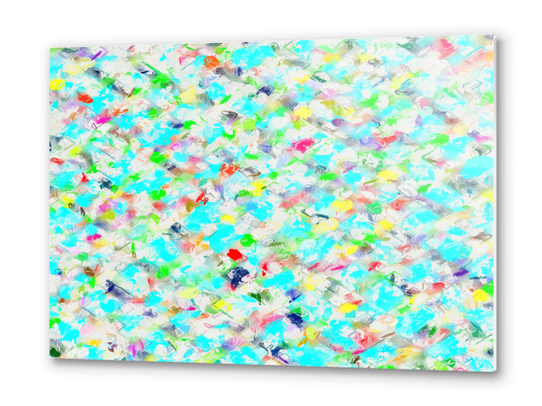 splash painting texture abstract background in blue yellow green red pink Metal prints by Timmy333