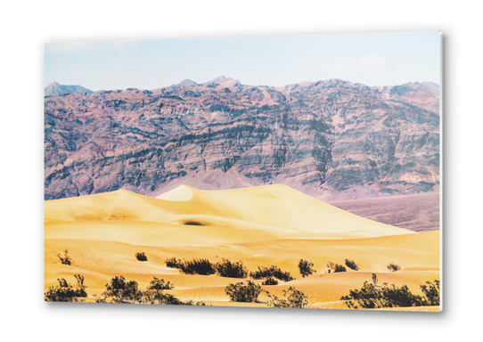 sand desert with mountain background at Death Valley national park, USA Metal prints by Timmy333