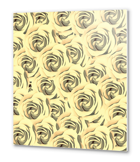 blooming yellow rose pattern texture abstract background Metal prints by Timmy333