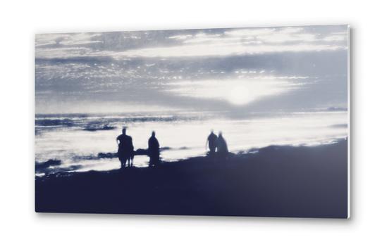 watching sunset at the beach in black and white Metal prints by Timmy333