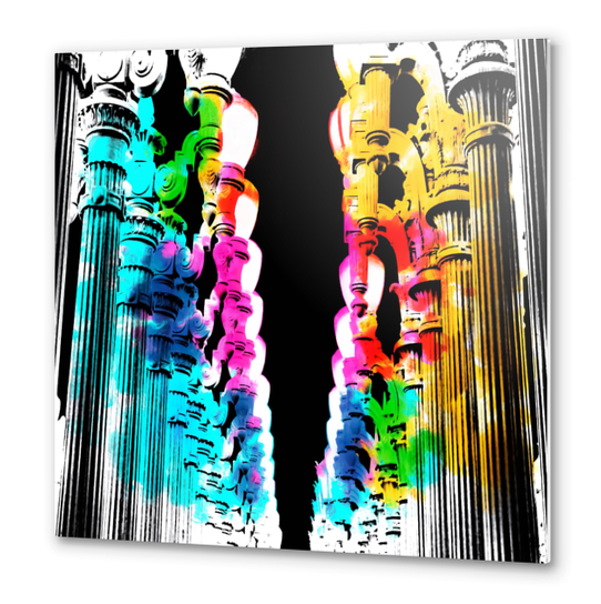 Urban light and LACMA, USA with colorful painting abstract in blue pink green red yellow Metal prints by Timmy333