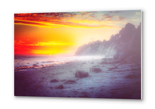 California summer beach sunset with beautiful cloudy sky Metal prints by Timmy333