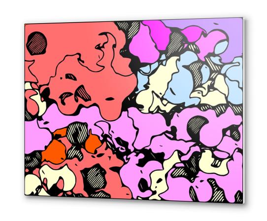 psychedelic drawing and painting abstract in red pink purple and blue Metal prints by Timmy333