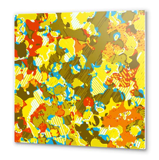 psychedelic graffiti painting abstract in yellow blue brown and red Metal prints by Timmy333