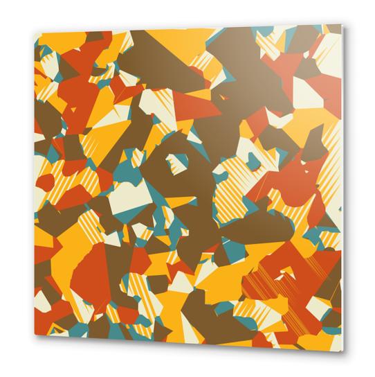 geometric graffiti drawing and painting abstract in brown yellow blue and orange Metal prints by Timmy333