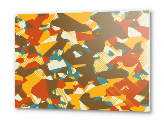 geometric graffiti drawing and painting abstract in brown yellow blue and orange Metal prints by Timmy333