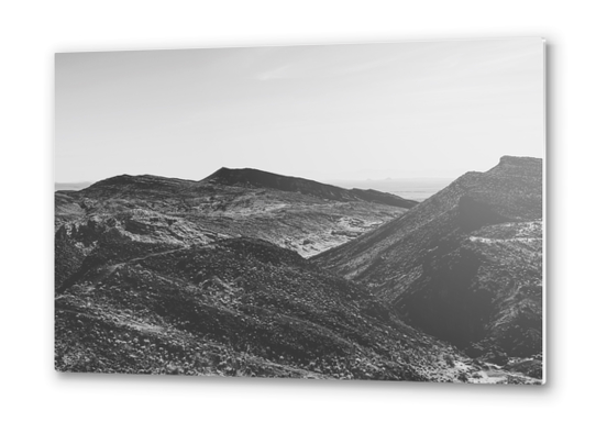 summer view with mountain in the desert in black and white Metal prints by Timmy333