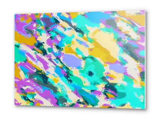 camouflage pattern painting abstract background in green blue purple yellow Metal prints by Timmy333