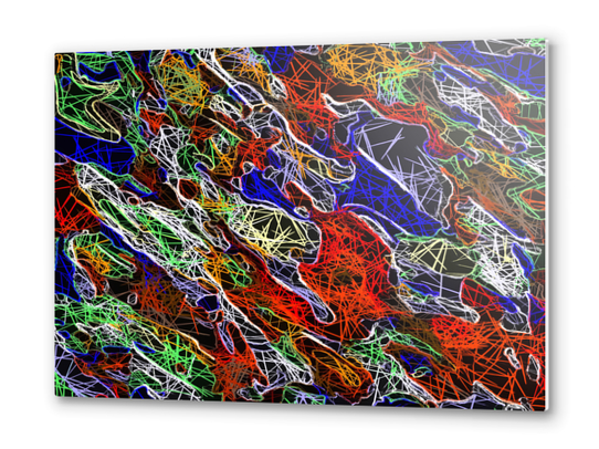 psychedelic rotten sketching texture abstract background in red blue green Metal prints by Timmy333