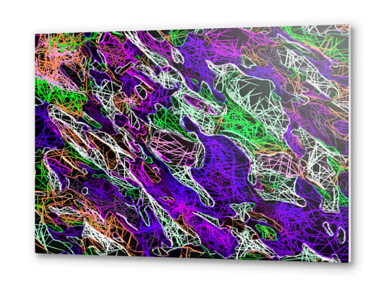 psychedelic rotten sketching texture abstract background in purple blue green Metal prints by Timmy333