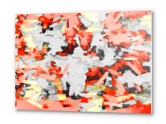 splash painting texture abstract background in red pink yellow black Metal prints by Timmy333