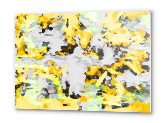 splash painting texture abstract background in yellow black green Metal prints by Timmy333