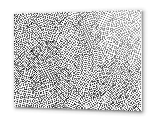 geometric square shape pattern abstract background in black and white Metal prints by Timmy333