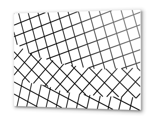 geometric square line pattern abstract background in black and white Metal prints by Timmy333