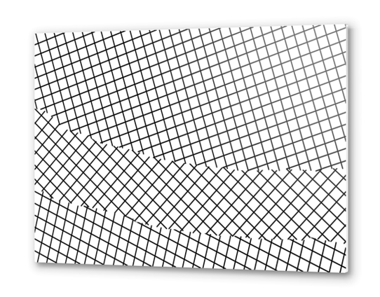 geometric square line pattern abstract background in black and white Metal prints by Timmy333