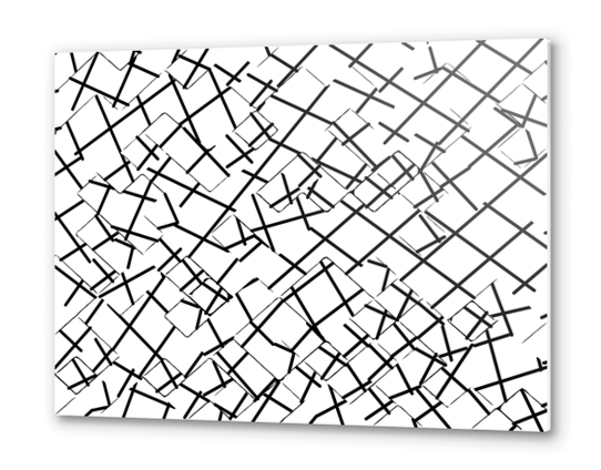 geometric square shape abstract background in black and white Metal prints by Timmy333