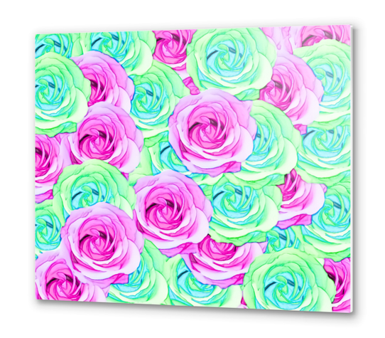 blooming rose texture pattern abstract background in pink and green Metal prints by Timmy333