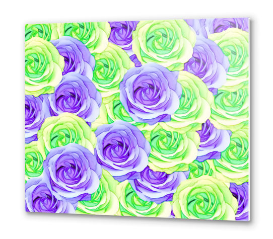 purple rose and green rose pattern abstract background Metal prints by Timmy333