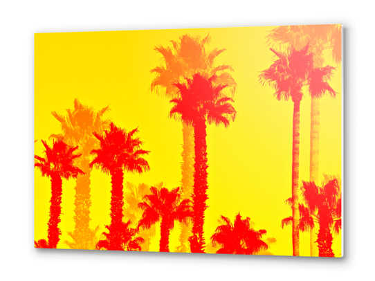 orange palm tree pattern abstract with yellow background Metal prints by Timmy333