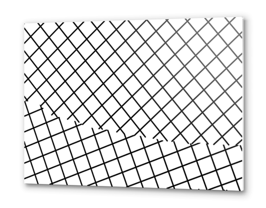 geometric square shape pattern abstract background in black and white Metal prints by Timmy333