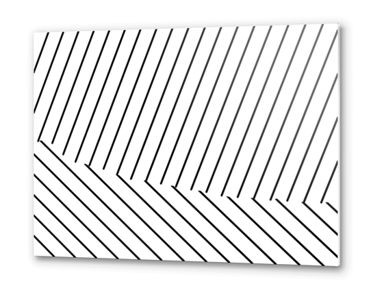 geometric line abstract pattern background in black and white Metal prints by Timmy333