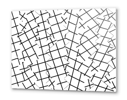 geometric square shape pattern abstract background in black and white Metal prints by Timmy333