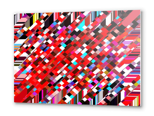 geometric square pixel pattern abstract background in red blue pink Metal prints by Timmy333