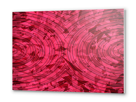 psychedelic geometric circle pattern abstract background in red and pink Metal prints by Timmy333