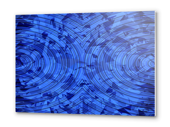 psychedelic geometric circle pattern abstract background in blue Metal prints by Timmy333