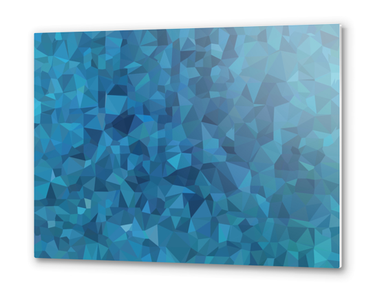 geometric triangle shape pattern abstract in blue Metal prints by Timmy333